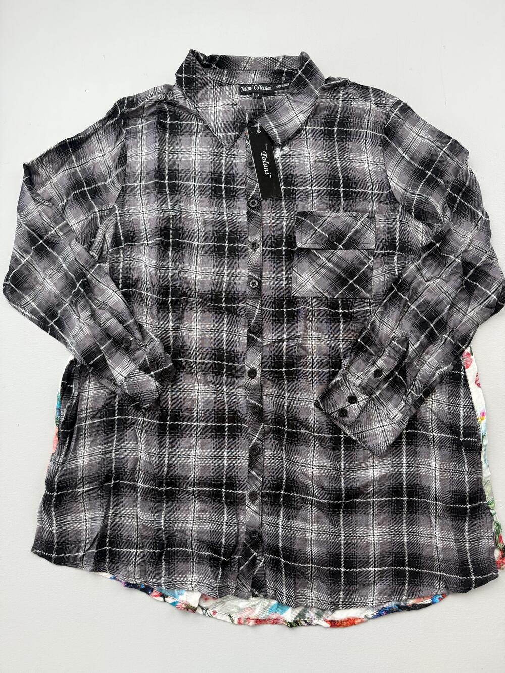 Tolani Collection Shirt Womens LP Multicolor Plaid Long Sleeve Tunic Top